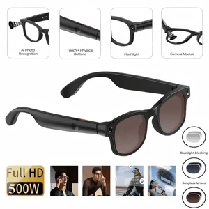 AI Smart Camera Glasses with HD 1080P Recording, Voice Assistant, Bluetooth & Real-Time Translation