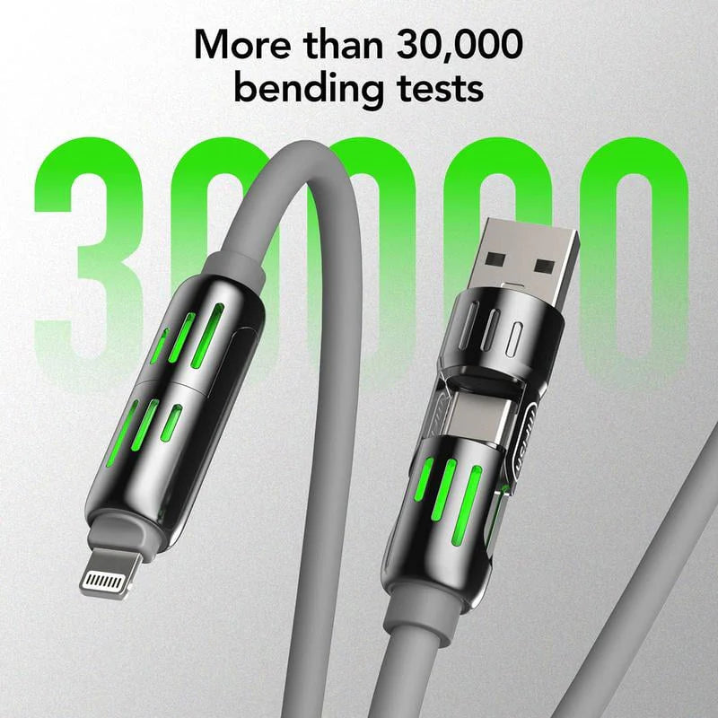 240W High Power 4-in-1 Multi USB Fast Charging Cable – Universal Charger for iPhone, Android, Tablets & Power Banks