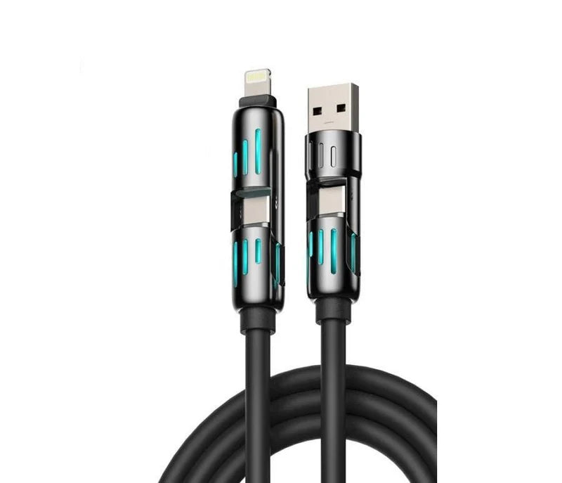 240W High Power 4-in-1 Multi USB Fast Charging Cable – Universal Charger for iPhone, Android, Tablets & Power Banks