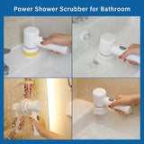 5 in 1 Electric Spin Scrubber – Cordless Power Cleaning Brush with Buffer Polisher for Bathroom, Shower, Tub & Kitchen Floor