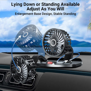 Portable USB Cooling Fan — 360° Adjustable Dual Head | Car & Desktop