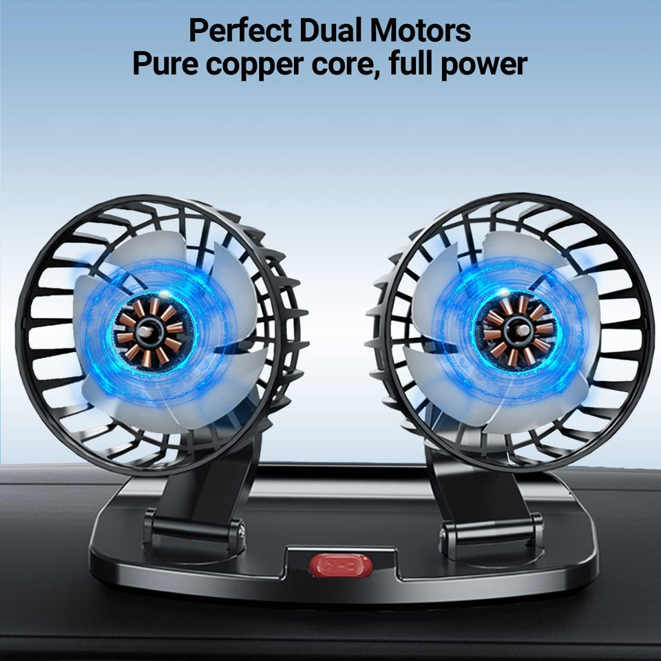 Portable USB Cooling Fan — 360° Adjustable Dual Head | Car & Desktop