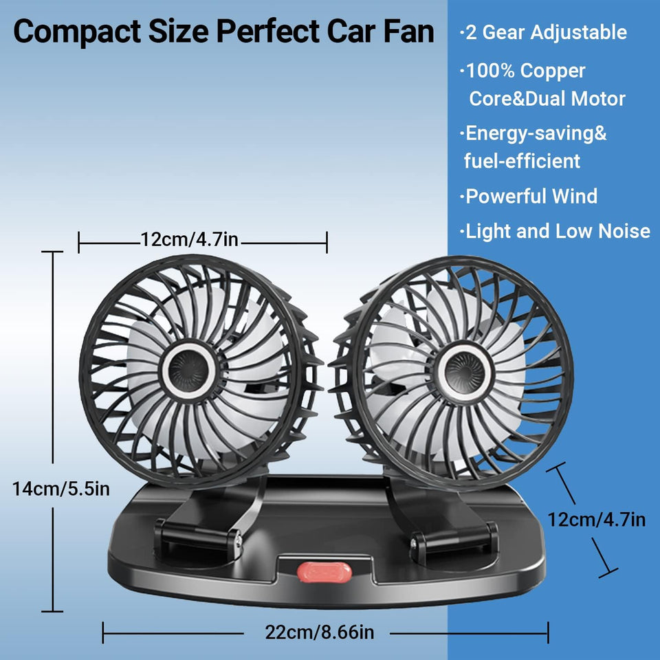 Portable USB Cooling Fan — 360° Adjustable Dual Head | Car & Desktop