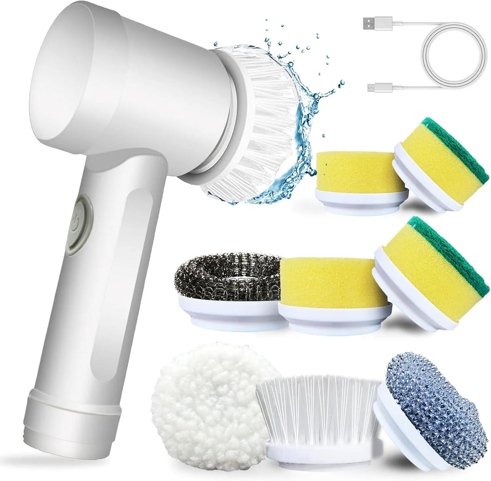 5 in 1 Electric Spin Scrubber – Cordless Power Cleaning Brush with Buffer Polisher for Bathroom, Shower, Tub & Kitchen Floor