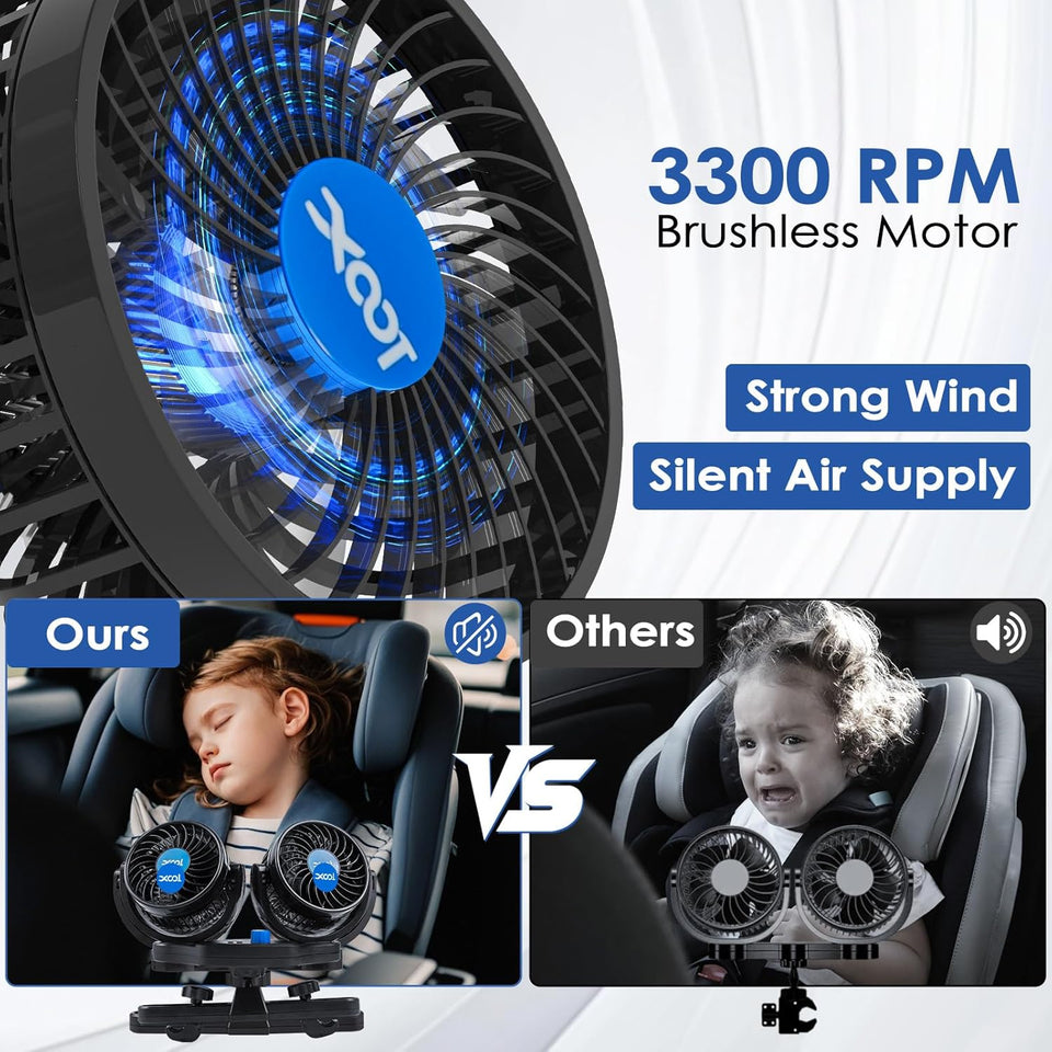 Portable USB Cooling Fan — 360° Adjustable Dual Head | Car & Desktop