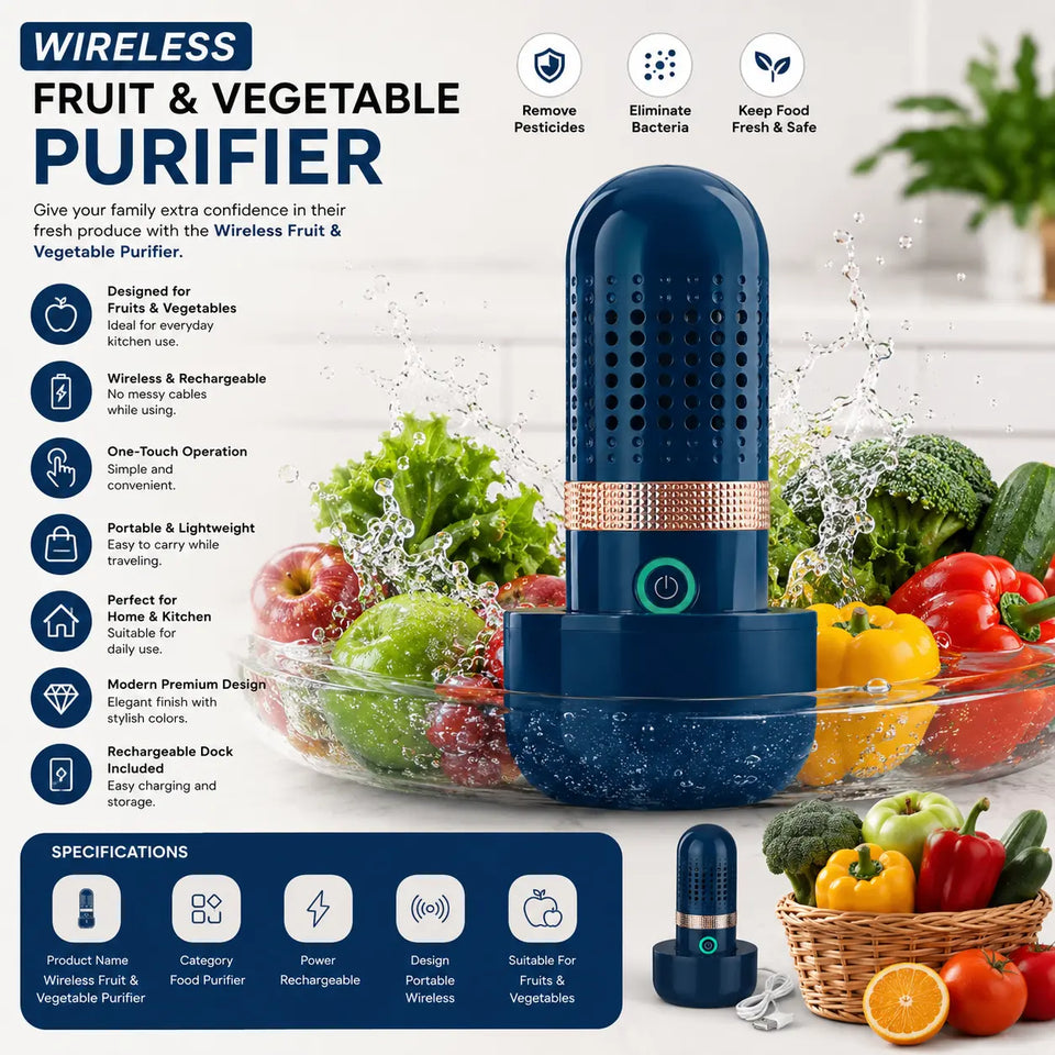 Wireless Fruit & Vegetable Purifier – Portable Food Cleaner for Fresh & Healthy Produce