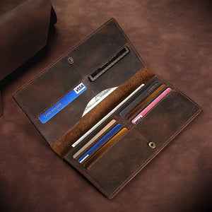 Horse Long Wallet Genuine Leather Hand-held Men's Card Holder